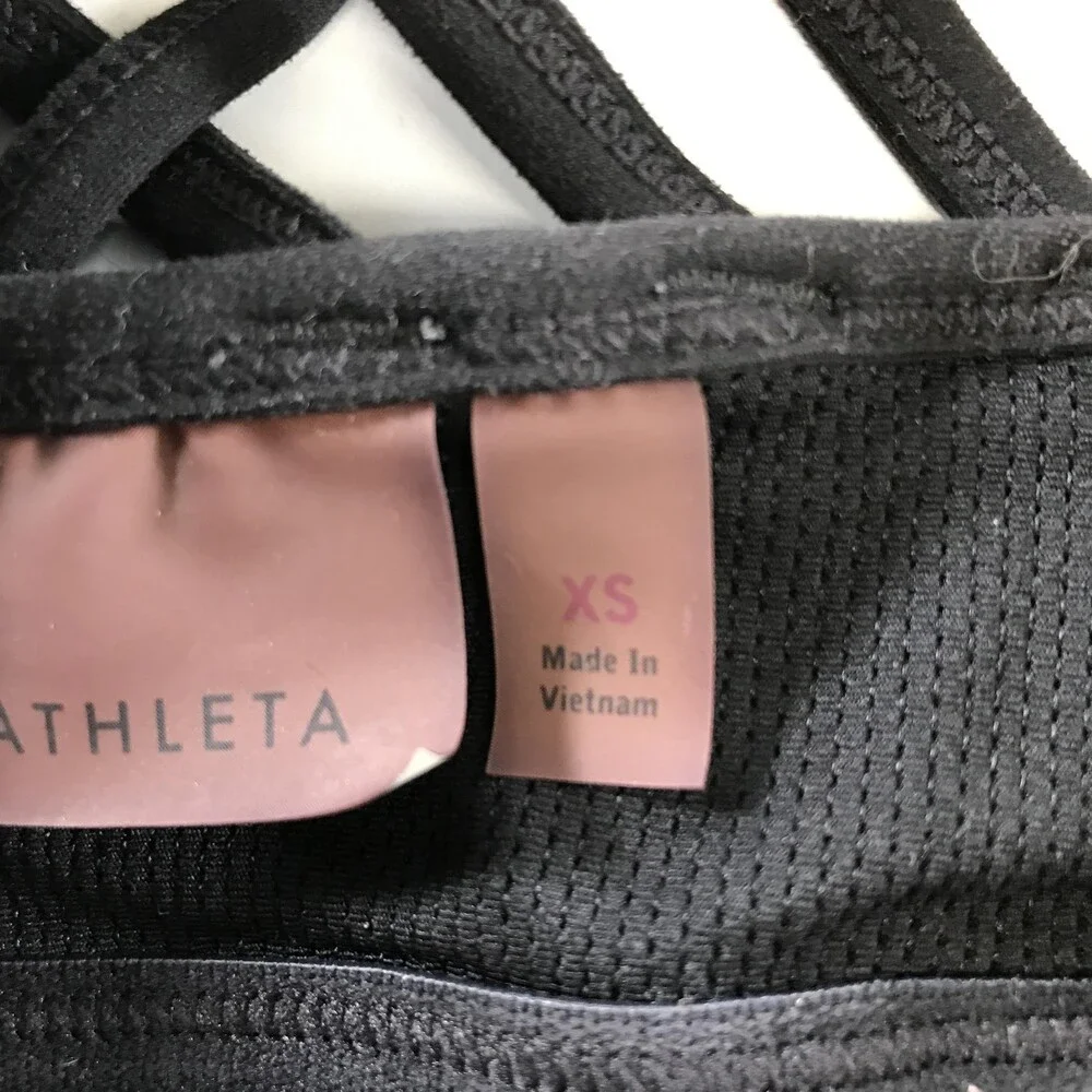 Athleta Sports Bra Womens XS Black Strappy Crossback Mesh Lined Removable Pads - Picture 7 of 14